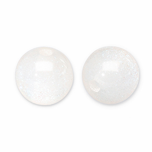 8 mm acrylic beads with glitter White-Turquoise