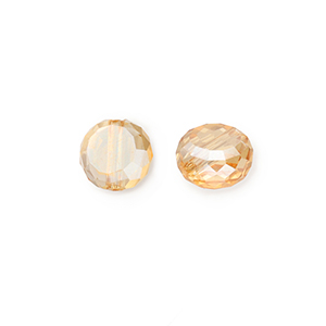 Top faceted beads Peachy Beige-Pearl Shine Coating