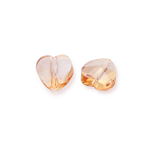Fashion faceted beads heart Peachy Beige-Pearl Shine Coating