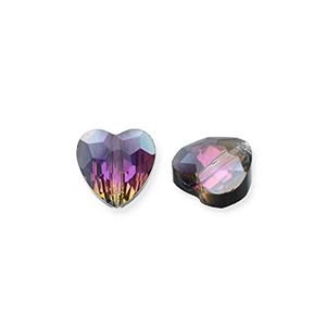 Fashion faceted beads heart Anthracite-AB Coating