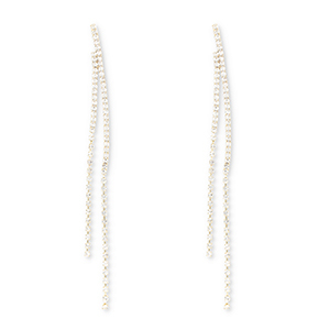 Eco-brass&reg; metal earrings / earpins with strass Gold-Crystal