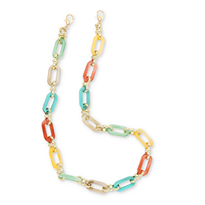 Trendy acrylic phone cord Multicolour-Gold