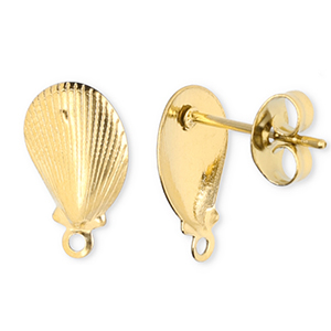 Stainless steel findings earrings / earpin shell with loop Gold