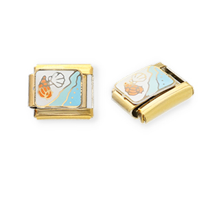 Stainless steel charms for italian bracelet sealife Gold-White-Light Blue