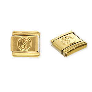 Stainless steel charms for italian bracelet Yin & Yang Gold