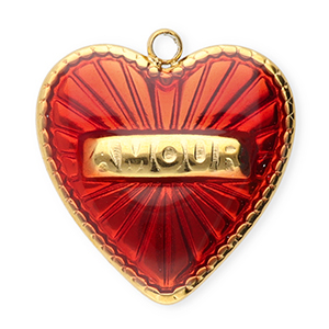 Stainless steel charms heart Gold-Red
