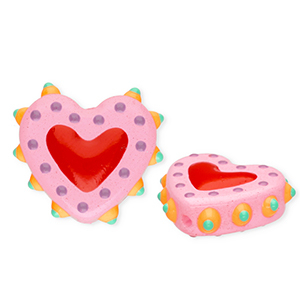 Handmade glass beads heart Light Pink-Red-Multicolour