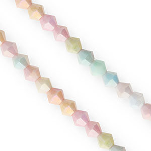 Top faceted beads bicone 6mm Multicolour Pastel-AB Coating