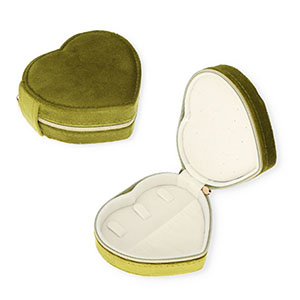 Jewellery travel box heart Olive Green