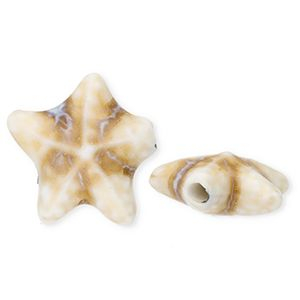 Beads ceramic starfish Off White-Light Brown
