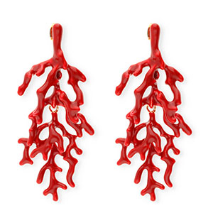 Trendy earrings&nbsp;/&nbsp;earpins enamel coral with stainless steel post Gold-Dark Red