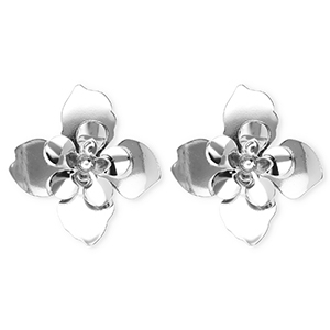 Statement earrings&nbsp;/&nbsp;earpins flower with stainless steel post Silver