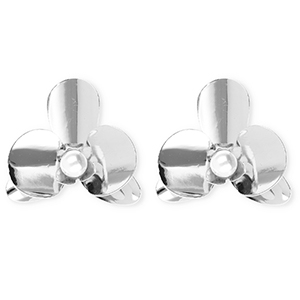 Statement earrings&nbsp;/&nbsp;earpins flower with imitation pearl with stainless steel post Silver-White