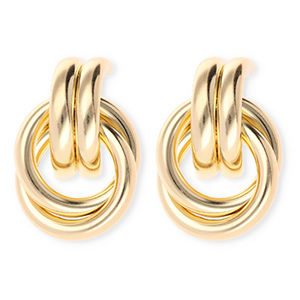 Statement earrings&nbsp;/&nbsp;earpins double ring with stainless steel post Gold