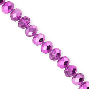 Top faceted beads 8x6mm disc Orchid Purple-Pearl Shine Coating