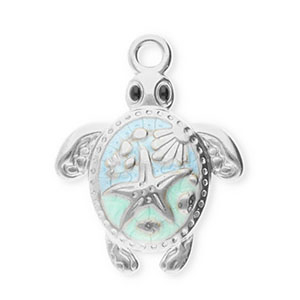 Stainless steel charms turtle Silver-Mint Green-Light Blue