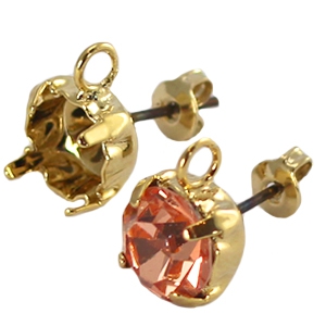 DQ metal findings earpins with loop for SS39 chaton Gold