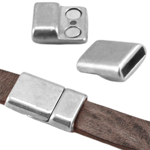 DQ European metal magnetic clasp (for 10mm flat DQ leather) Antique Silver (nickel free)