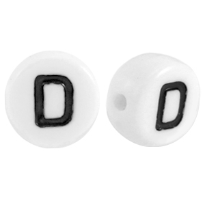 Acrylic letterbeads letter D White