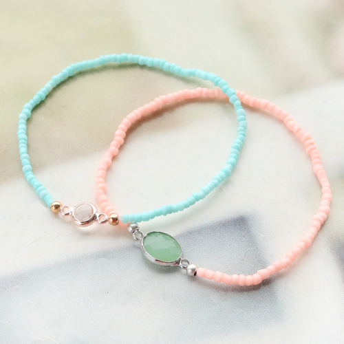 Fine bracelets with crystal glass charms and connectors