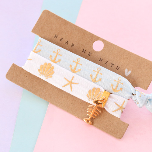 Summer must-have: Bracelets + hair elastics made of elastic ribbon 