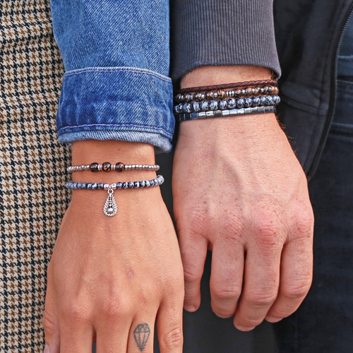 How to make bracelets for men with glass beads and hematite beads: