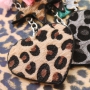 Keychains with pendants faux leather hairy, stainless steel and cheerful tassels