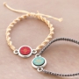 Winter jewellery with wooden cabochons, Cuoio and macram&eacute; bead cord