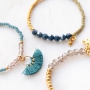 Minimalist bracelets of faceted beads with new jewellery cards in winter wonderland style 