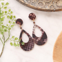 Handmade statement earrings + bracelets with snake print 