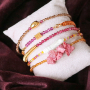 These cute bracelets with natural stone crystal faceted beads are for you!