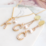 Inspiration with new metal initial charms with rhinestones + jewellery cards