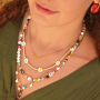This is how you make the cutest necklaces with different beads and materials: 