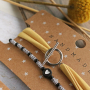 Making the nicest bracelets with stitched elastic ribbon: