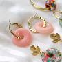 Get inspired and make these trendy earrings and bracelets with the natural stone disc carms and faceted beads! 