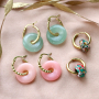 Get inspired and make these trendy earrings and bracelets with the natural stone disc carms and faceted beads! 