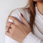 Beautiful rings with imitation natural stone faceted beads