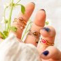 Elegant stainless steel rings with natural stone