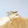 Elegant stainless steel rings with natural stone