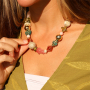 Jewellery making with acrylic beads in autumn colours