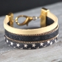 These tough-fancy bracelets made of Quote leather with chain are super fun to create yourself