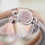 Trendy and tough;bracelets in bright colors made of stitched faux leather