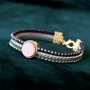 Shiny jewellery of faux suede with strass, Swarovski and DQ metal