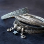These bracelets with glitters are timeless, chic and festive! Bracelets made of glitter cord with strass and glitter (faux) leather